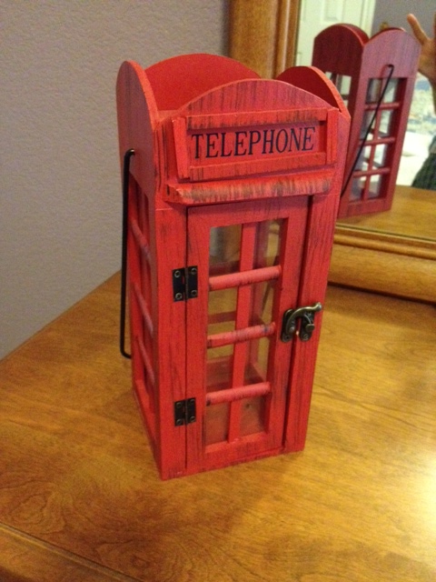 wooden red telephone booth